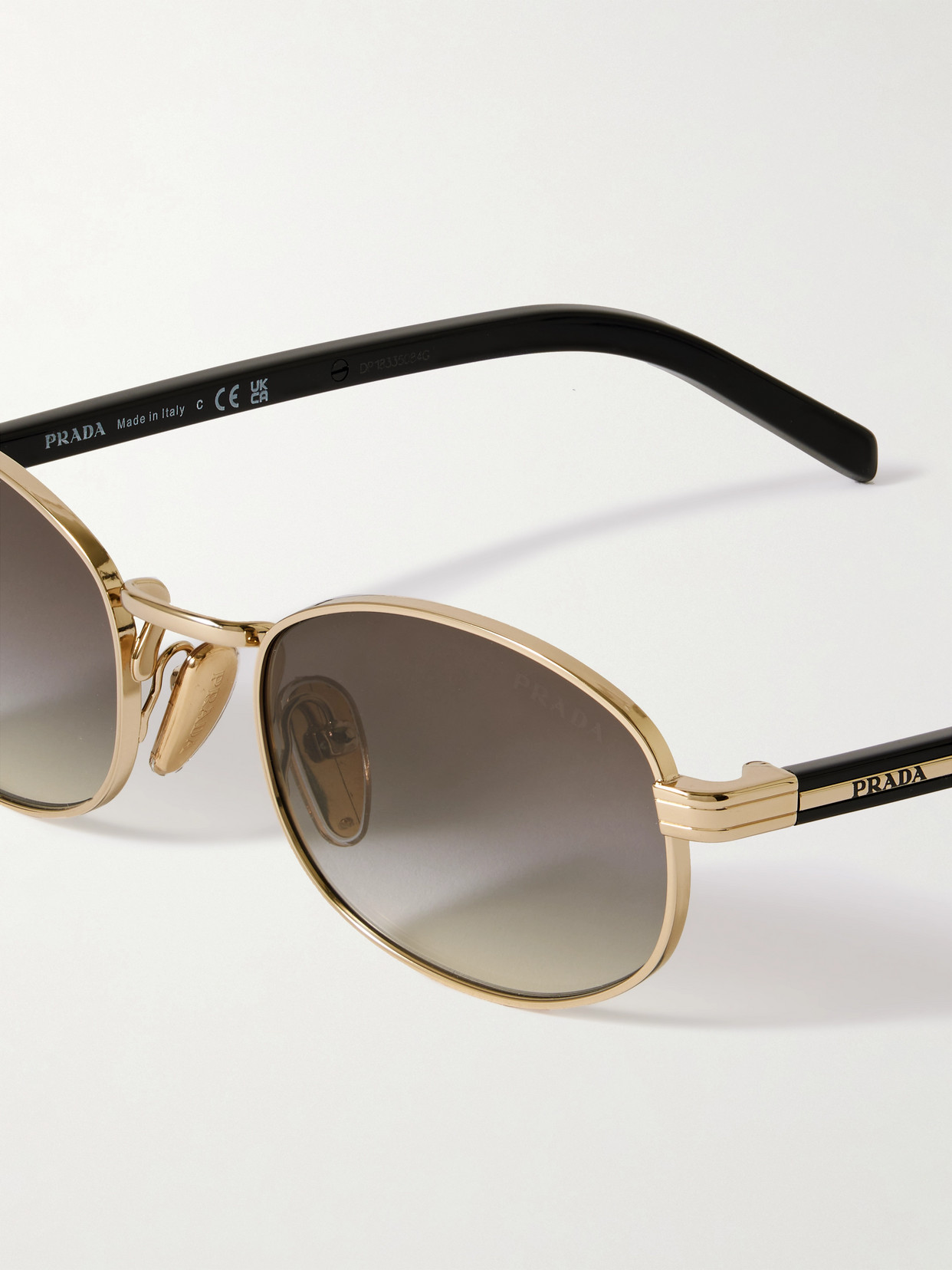 Prada Oval-frame Gold-tone Sunglasses In Gold