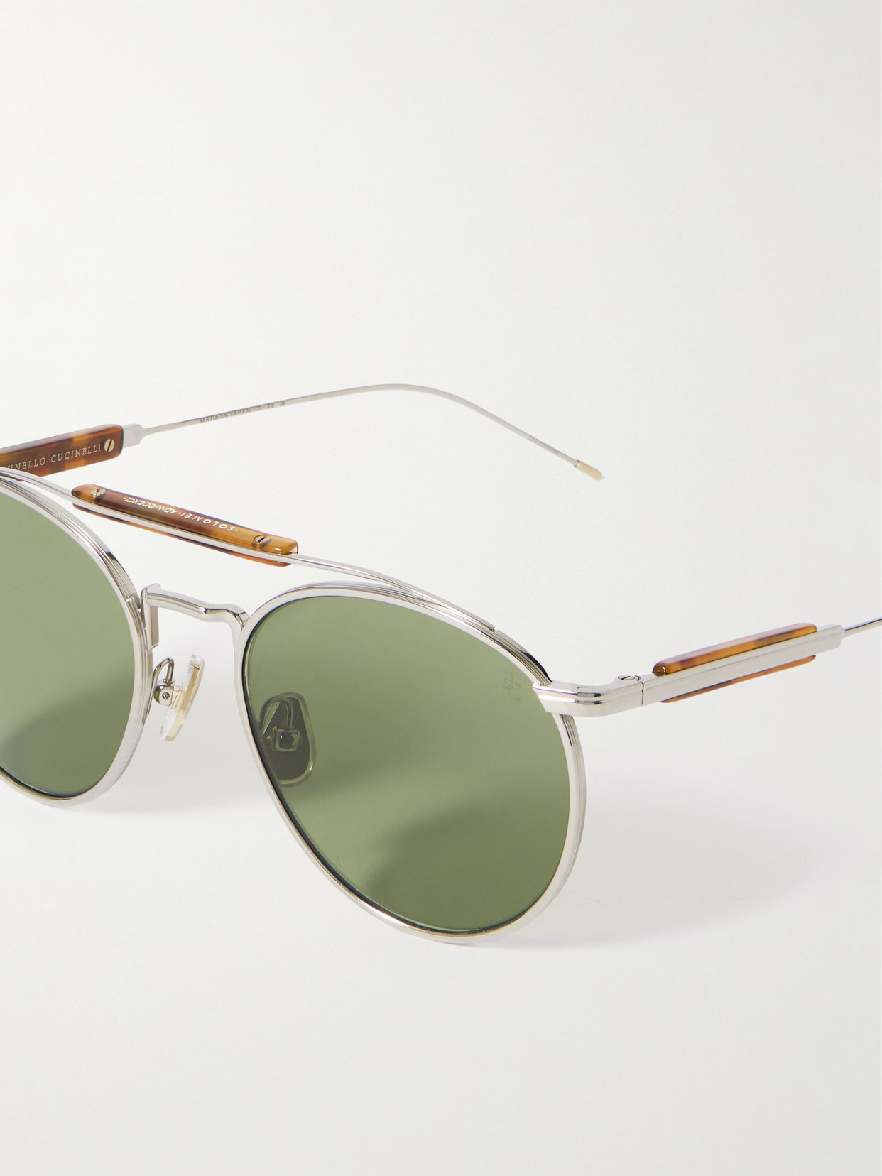 Brunello Cucinelli Aviator-style Silver-tone And Tortoiseshell Acetate Sunglasses