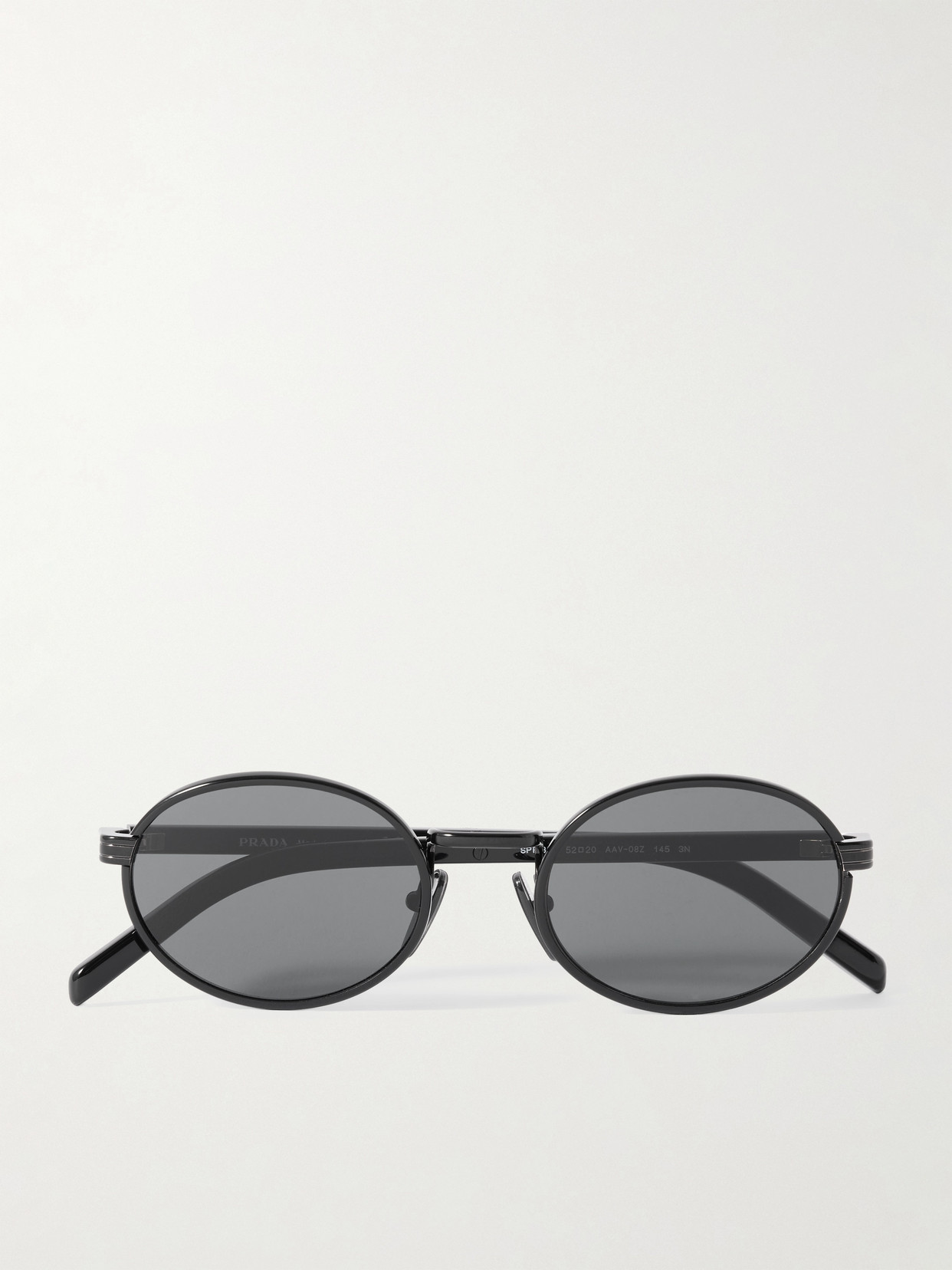 Prada Oval-frame Metal Sunglasses In Black