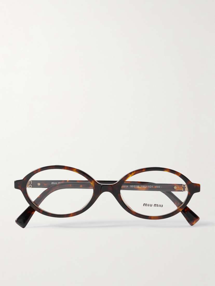 Miu Miu Eyewear Oval-frame Tortoiseshell Acetate Optical Glasses