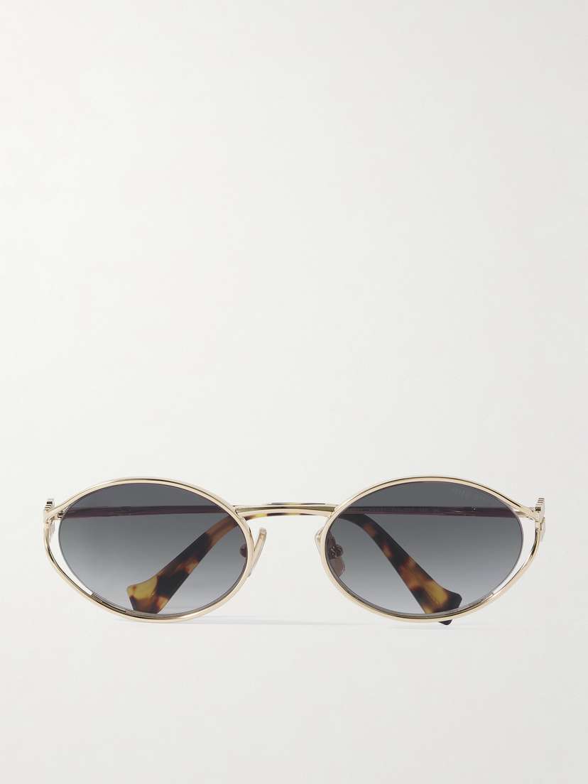 Miu Miu Eyewear Oval-frame Gold-tone Sunglasses