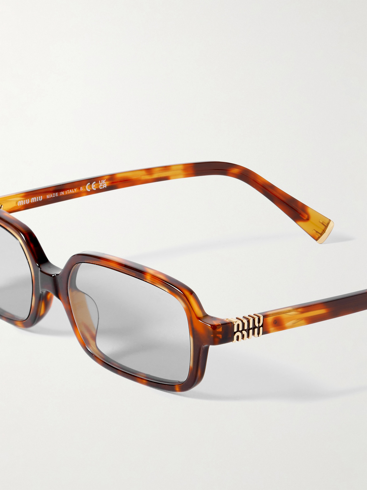 Miu Miu Rectangular-frame Tortoiseshell Acetate Sunglasses In Tortoiseshell