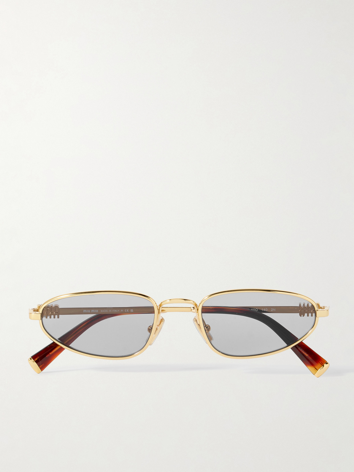 Miu Miu Oval-frame Gold-tone Sunglasses