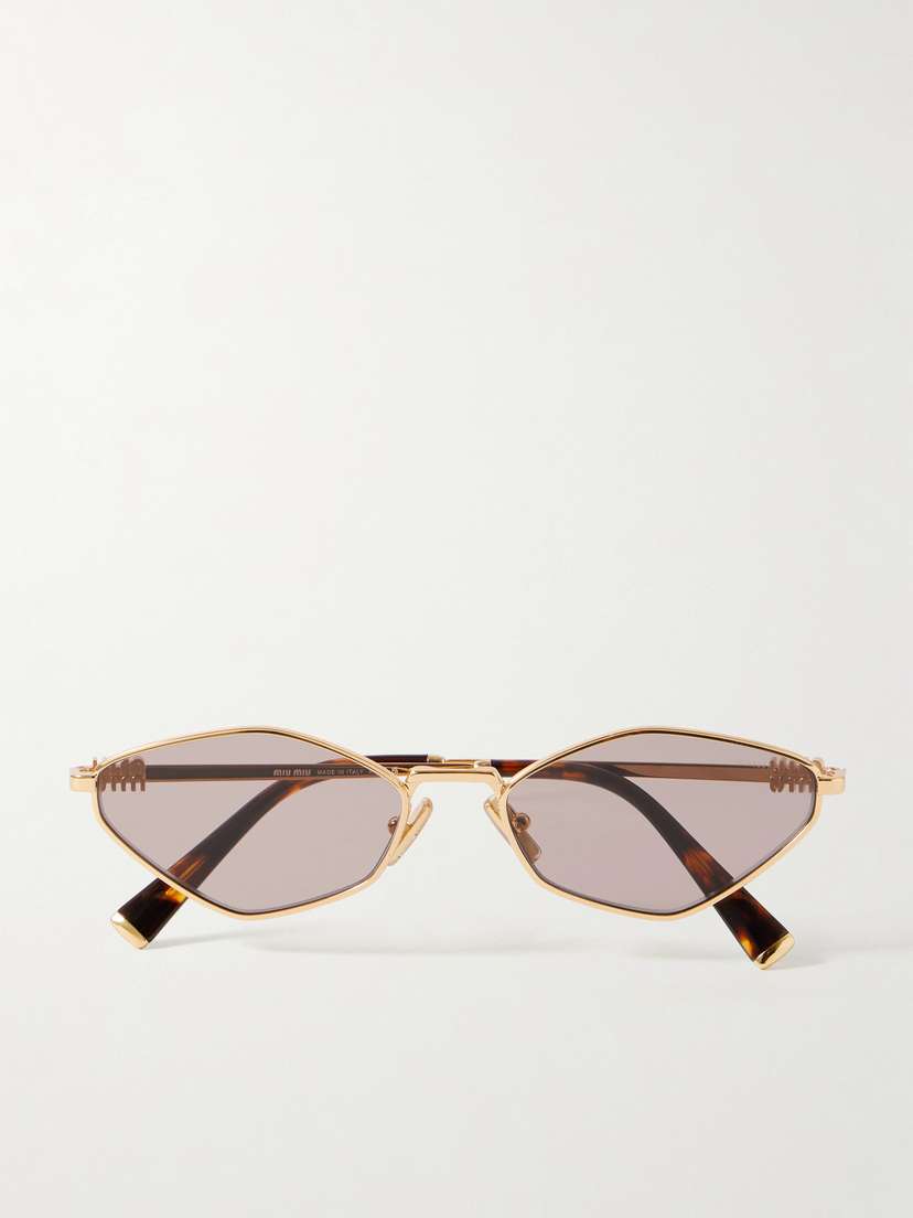 Miu Miu Eyewear Oval-frame Gold-tone Sunglasses