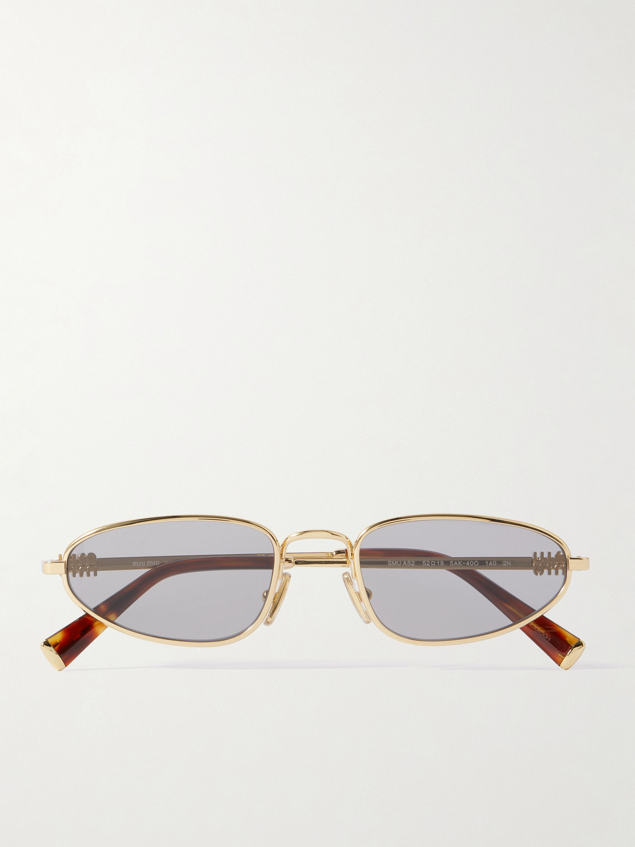 Miu Miu Oval-frame Gold-tone Sunglasses