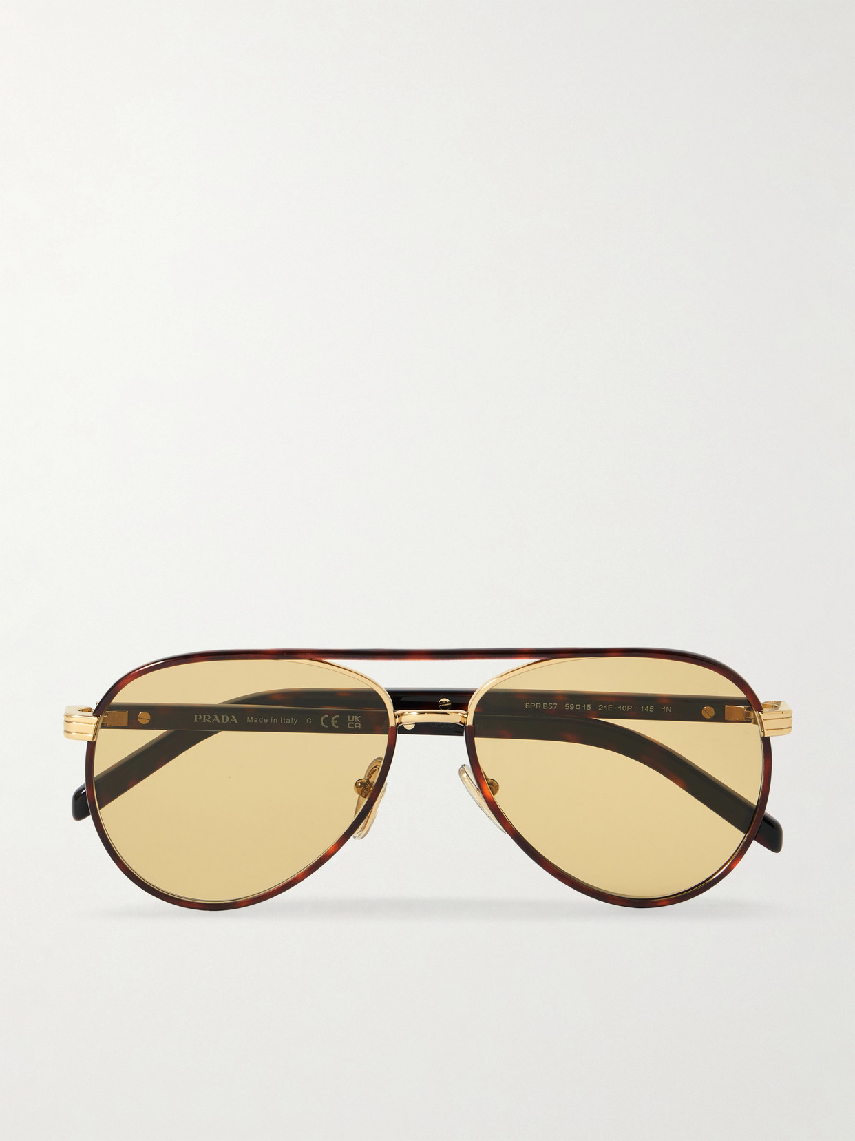 Prada Aviator-style Gold-tone And Tortoiseshell Acetate Sunglasses