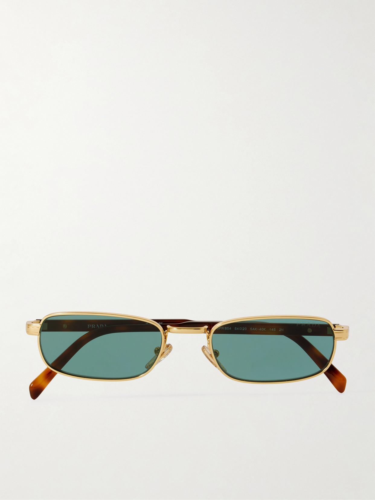 Prada Rectangle-frame Gold-tone And Tortoiseshell Acetate Sunglasses