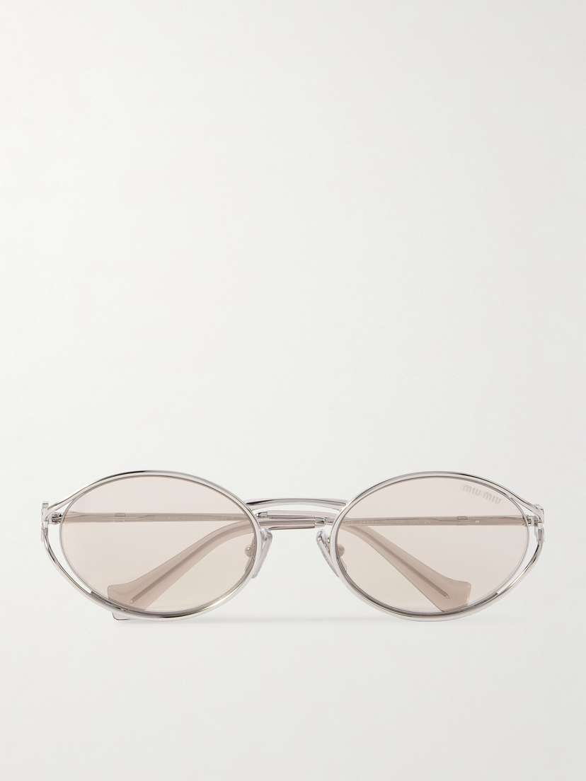 Miu Miu Eyewear Oval-frame Silver-tone Sunglasses