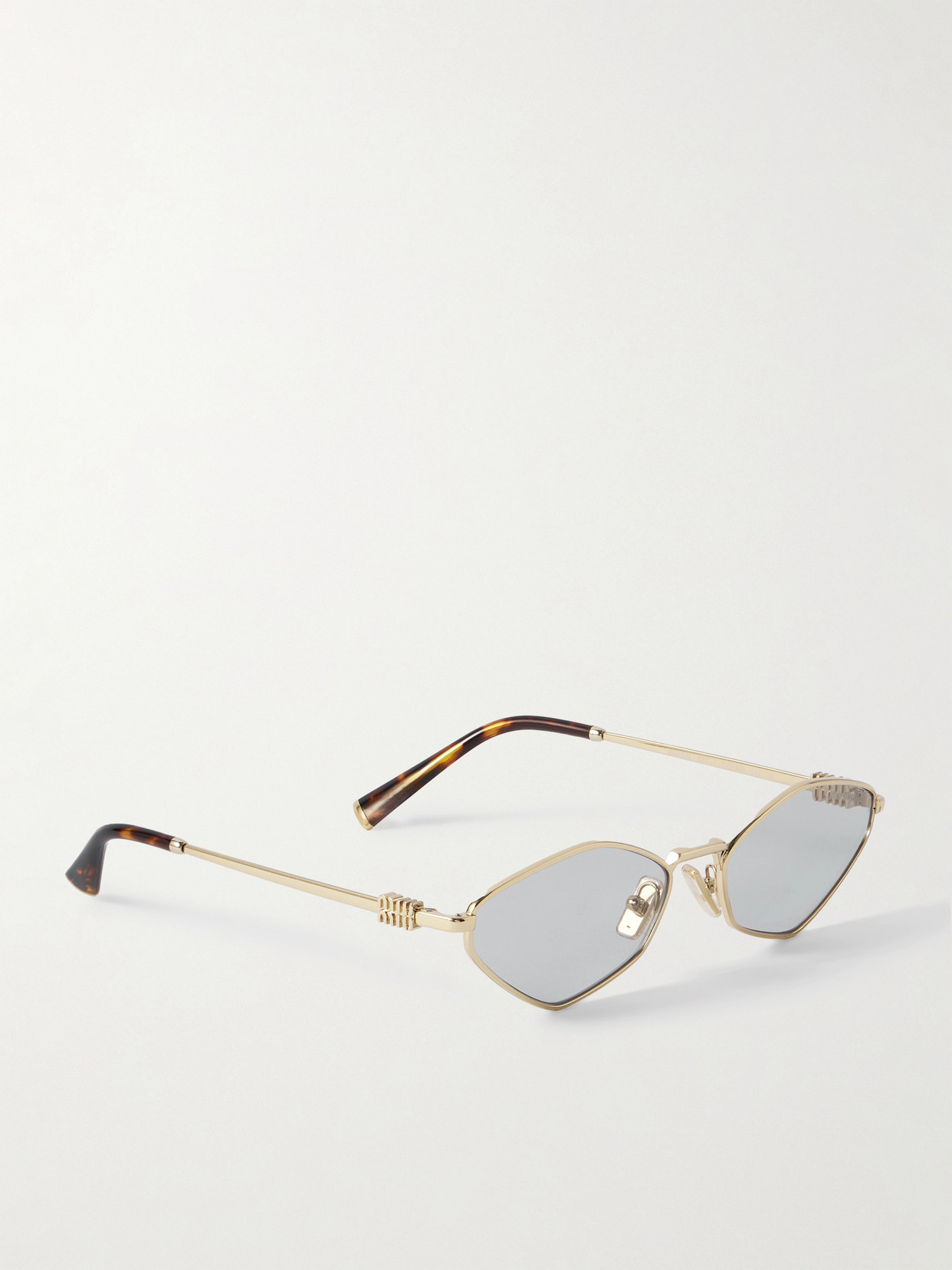 Miu Miu Hexagon-frame Gold-tone Sunglasses