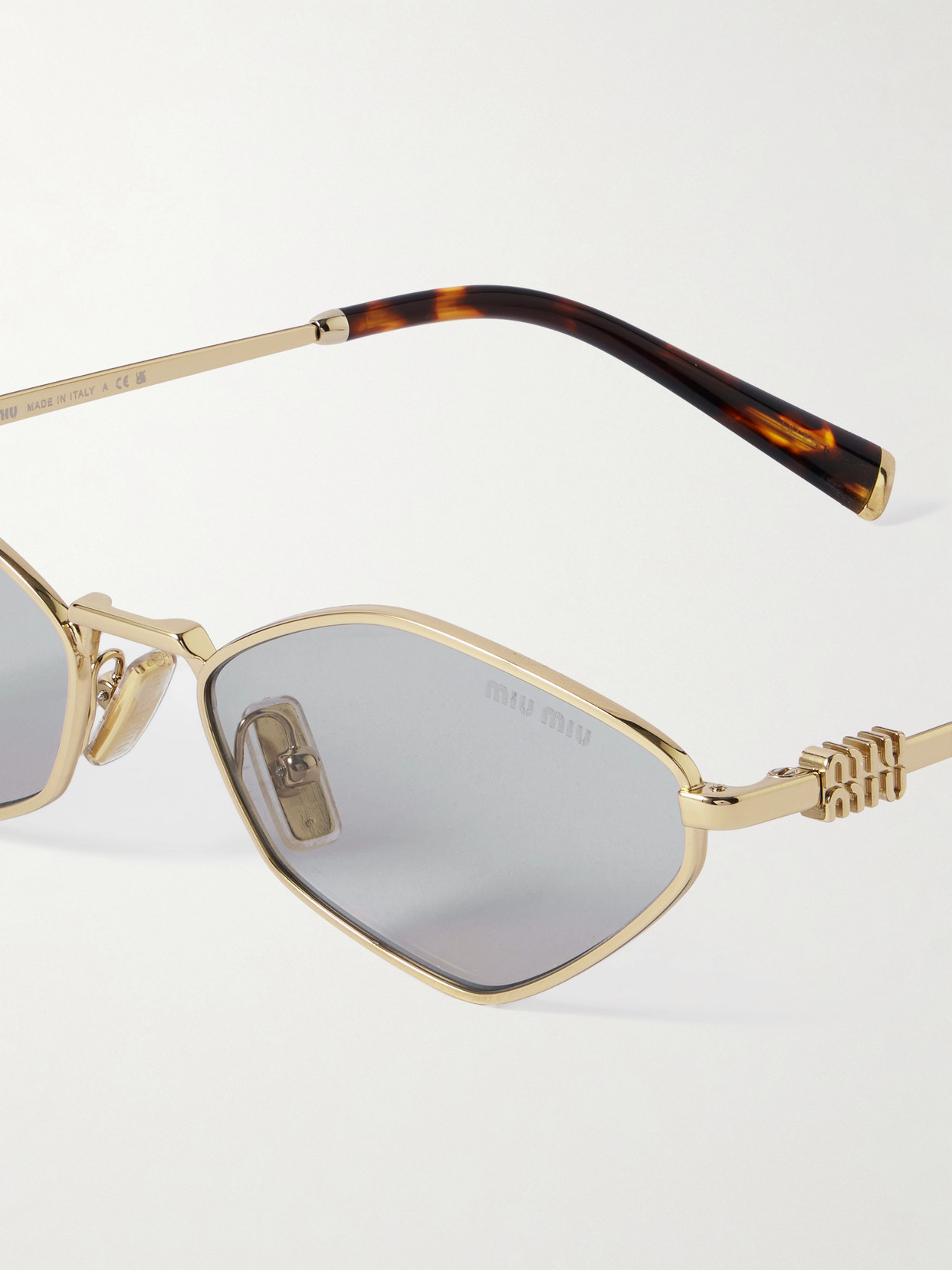 Miu Miu Hexagon-frame Gold-tone Sunglasses
