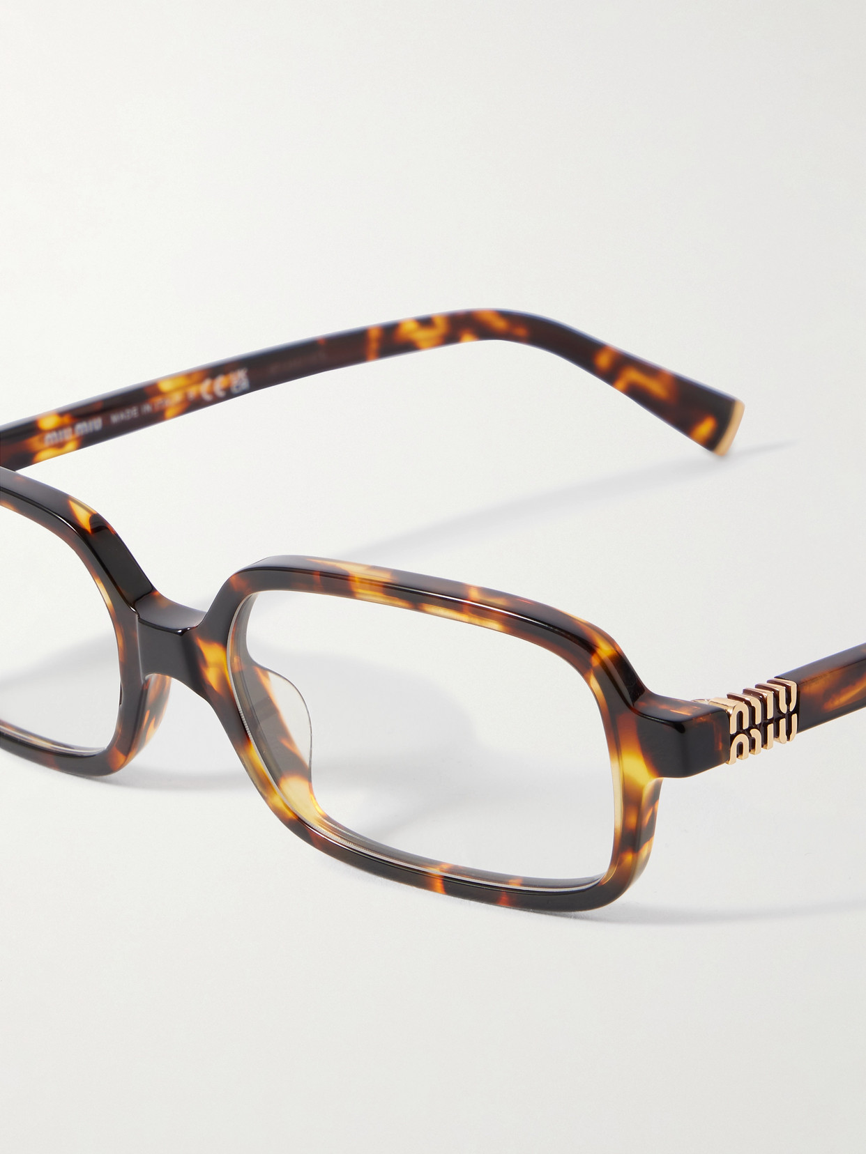 Miu Miu Rectangular-frame Tortoiseshell Acetate Optical Glasses In Tortoiseshell
