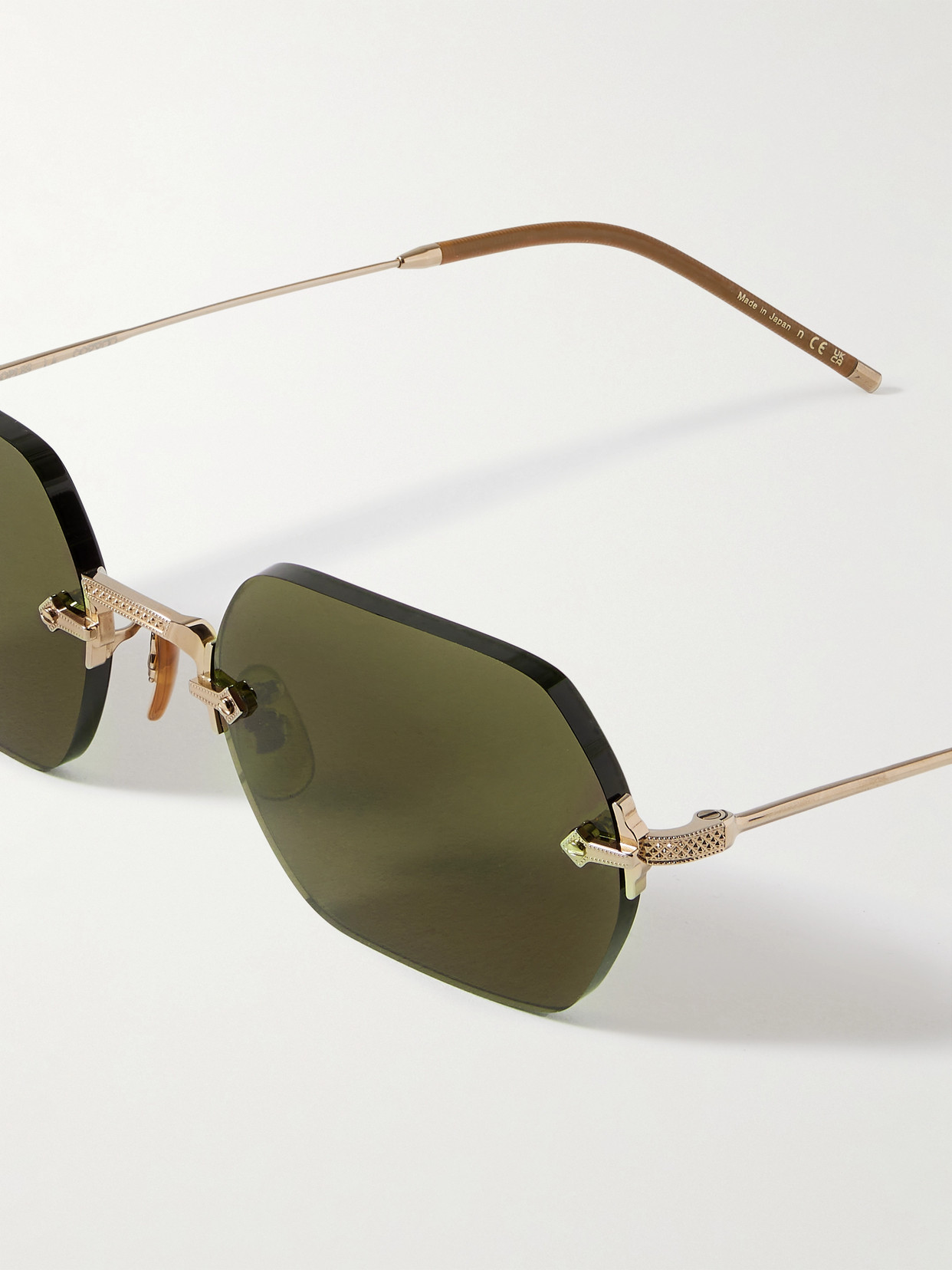 Oliver Peoples Tk-13 Rimless Hexagon-frame Gold-tone Sunglasses In Gold