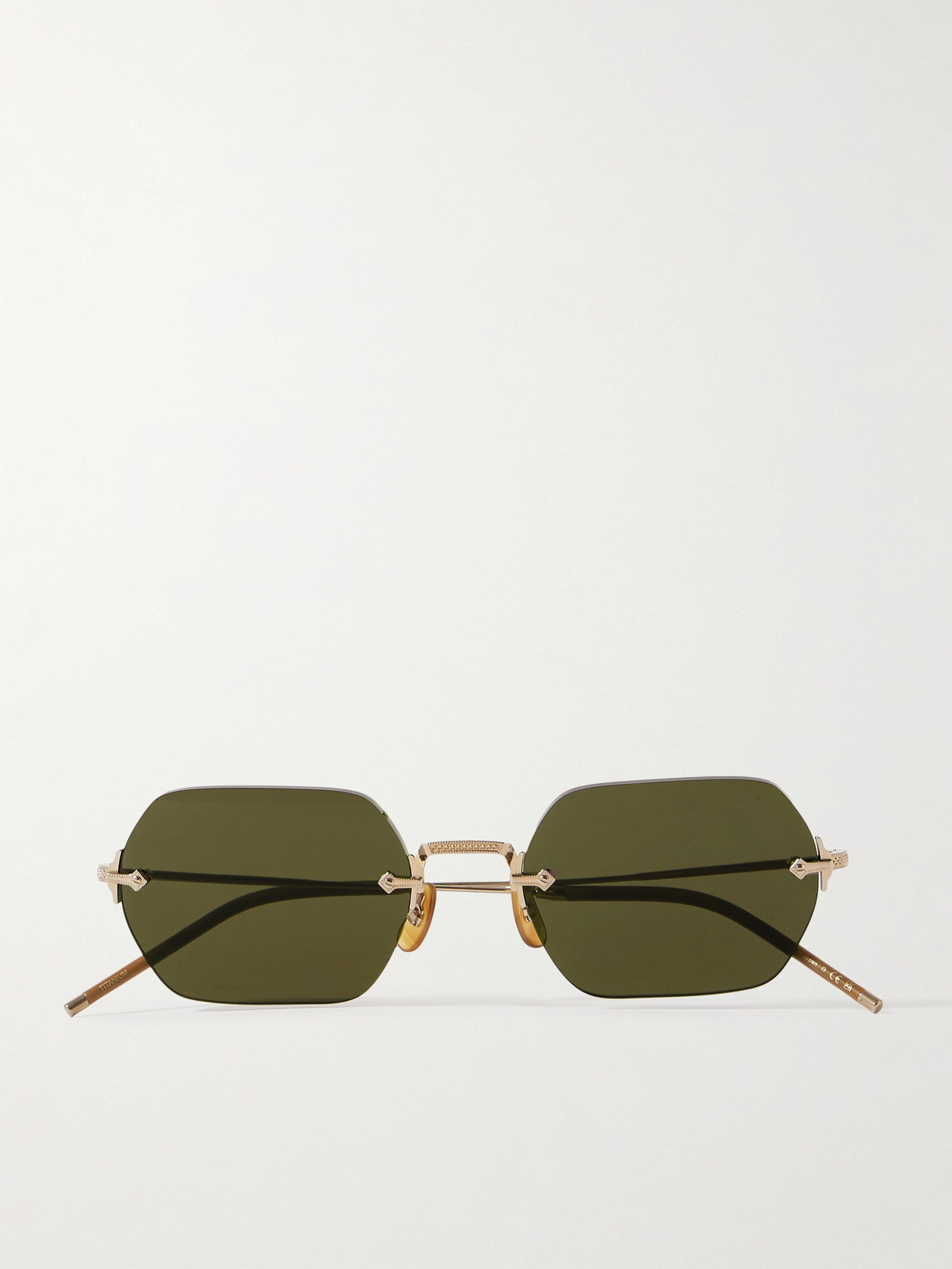 Oliver Peoples Tk-13 Rimless Hexagon-frame Gold-tone Sunglasses