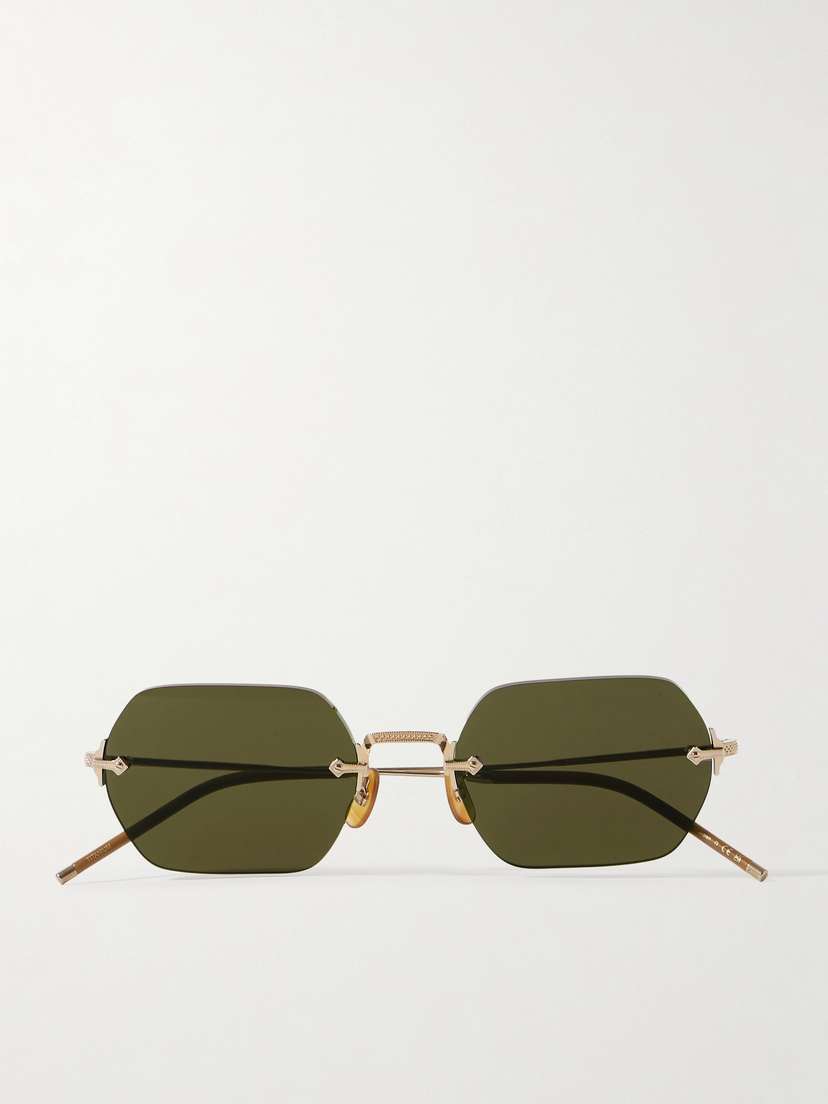 Oliver Peoples Tk-13 Rimless Hexagon-frame Gold-tone Sunglasses