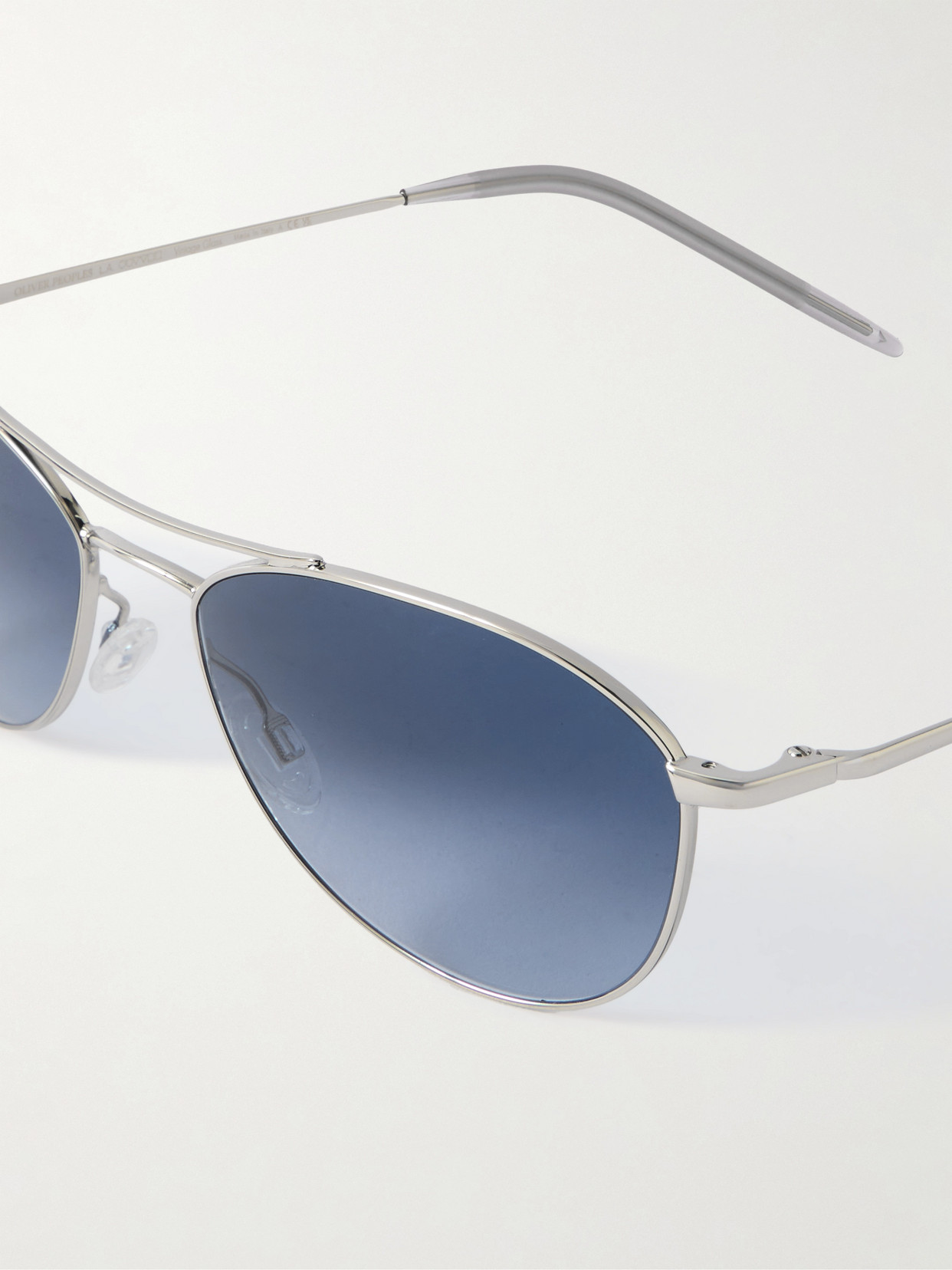 Oliver Peoples Aero Ii Aviator-style Silver-tone Sunglasses