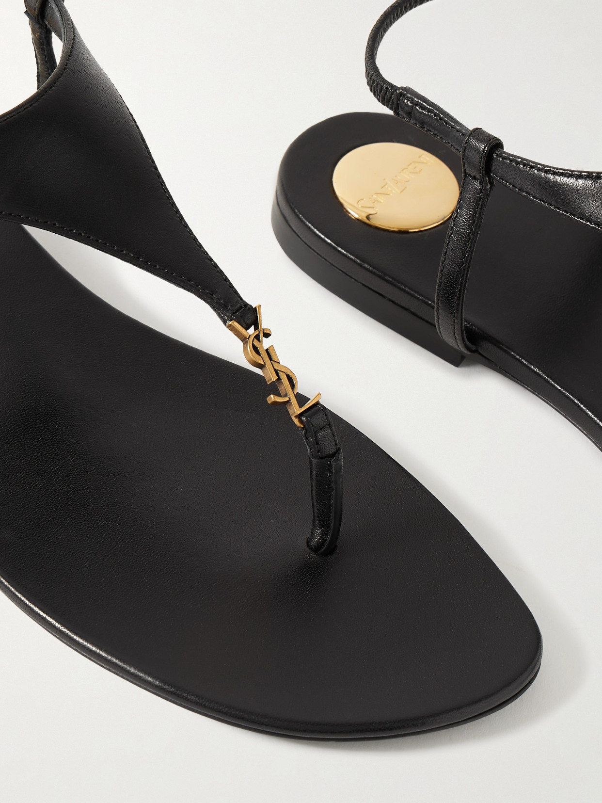 Saint Laurent Cassandra Logo-embellished Leather Sandals In Black