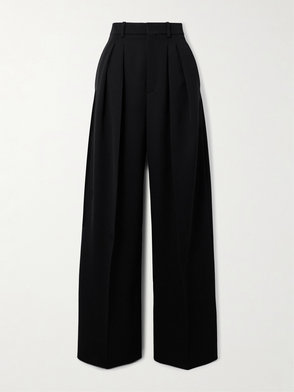 SAINT LAURENT - Pleated Wool Wide-leg Pants - Black