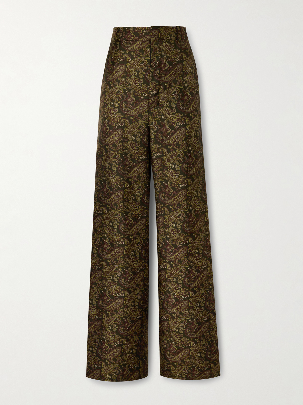Saint Laurent Paisley Print Twill Pants In Brown