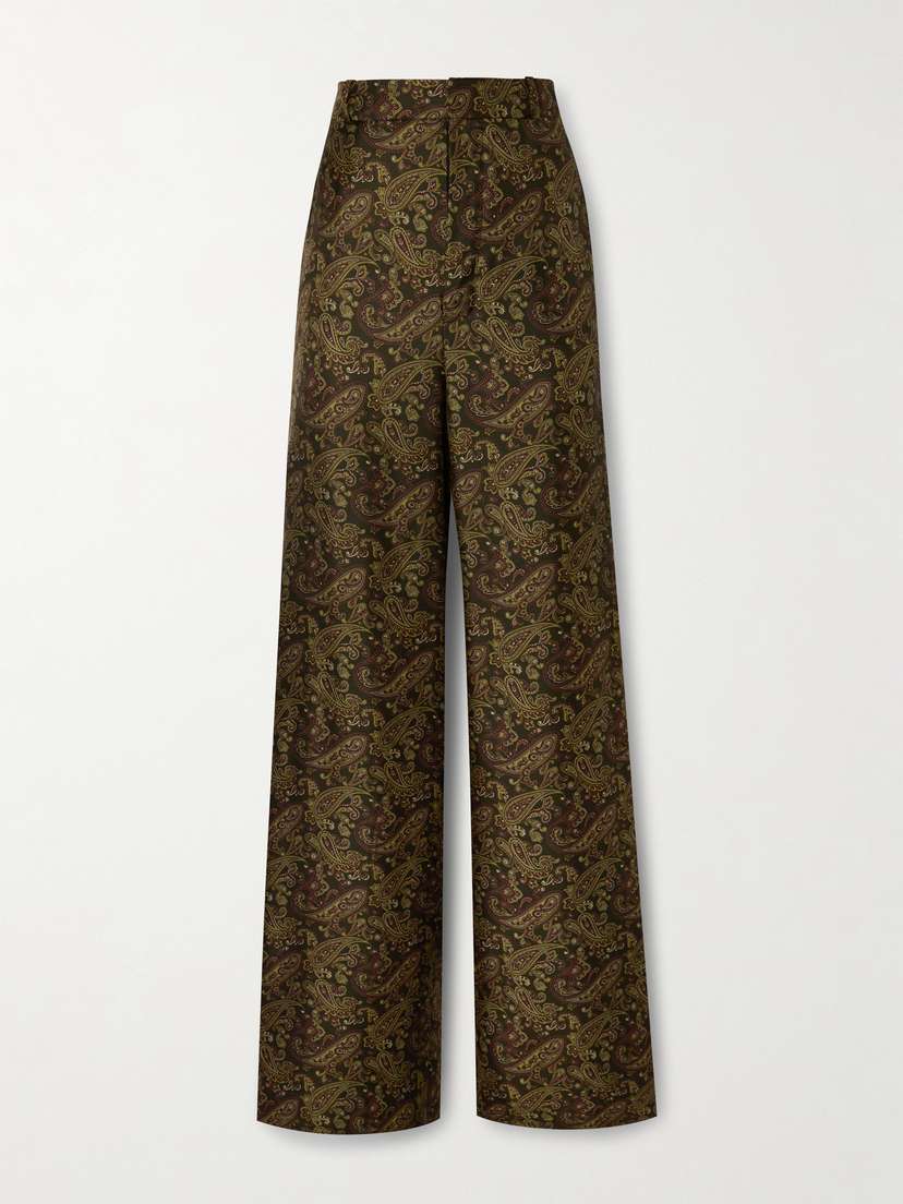 Saint Laurent Paisley-print Silk-twill Wide-leg Pants