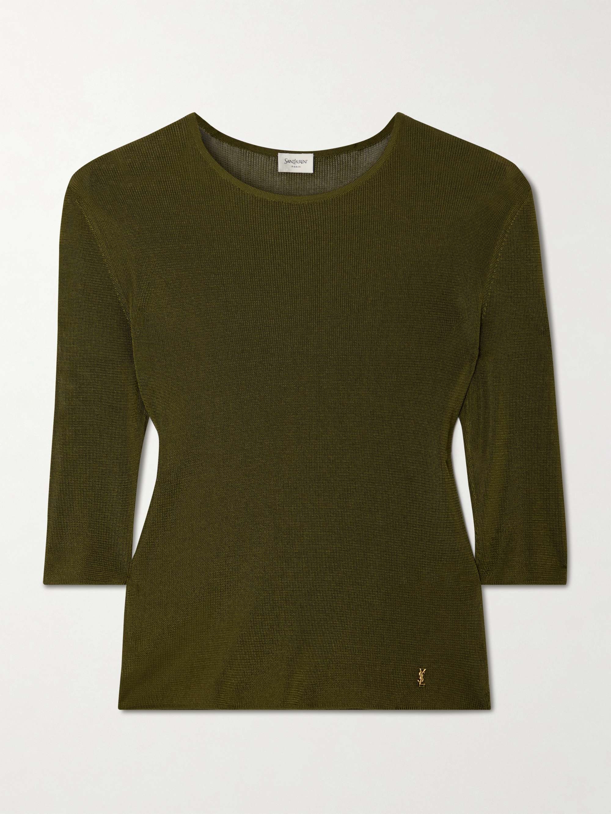 SAINT LAURENT - Striped Metallic Knitted Sweater - Black