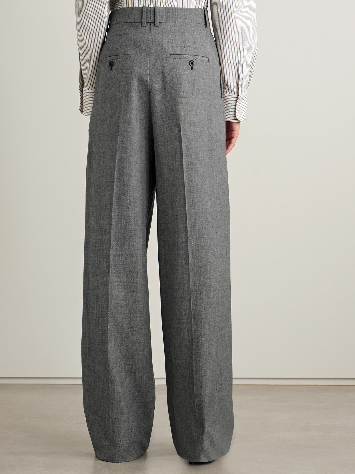Saint Laurent Grey Pants With Pences And Belt Loops In Wool Woman In Gray