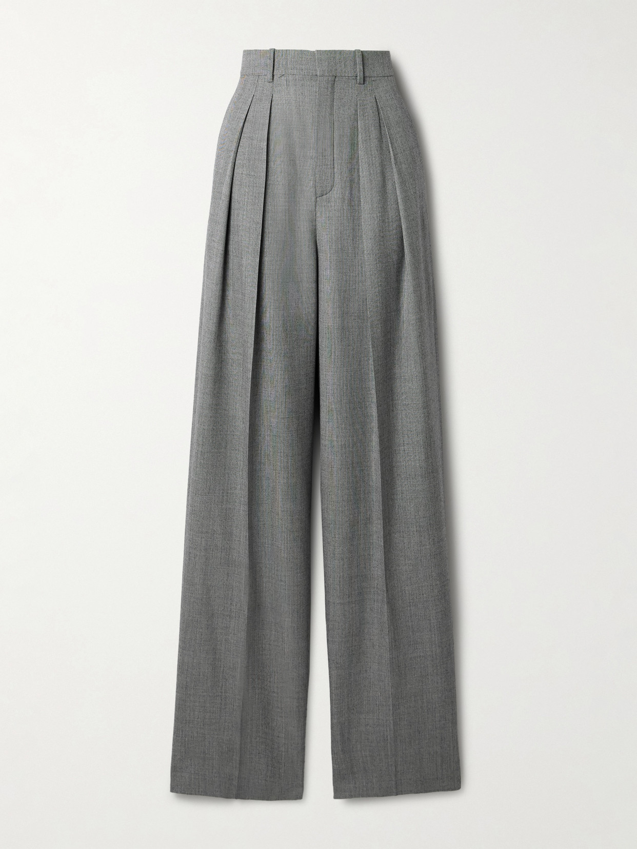 Saint Laurent Grey Pants With Pences And Belt Loops In Wool Woman In Gray
