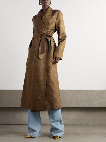Saint Laurent Belted jacquard coat