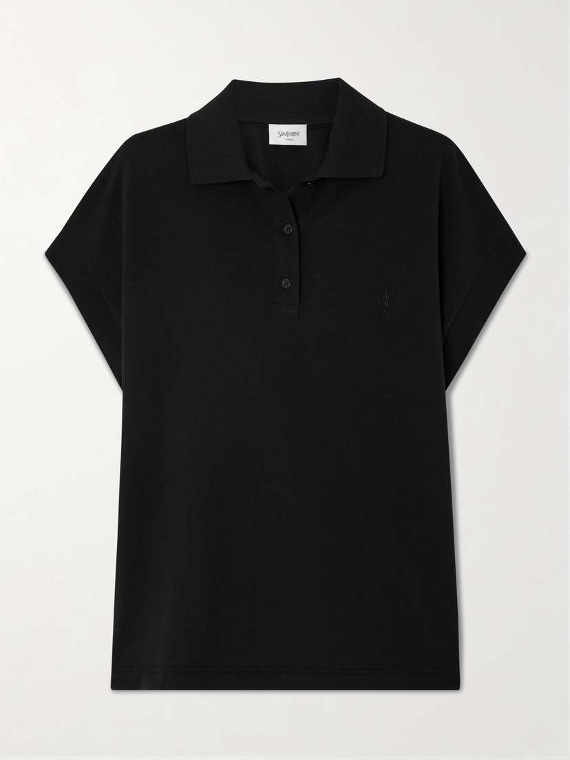 Saint Laurent Embroidered Cotton-blend Piqué Polo Shirt