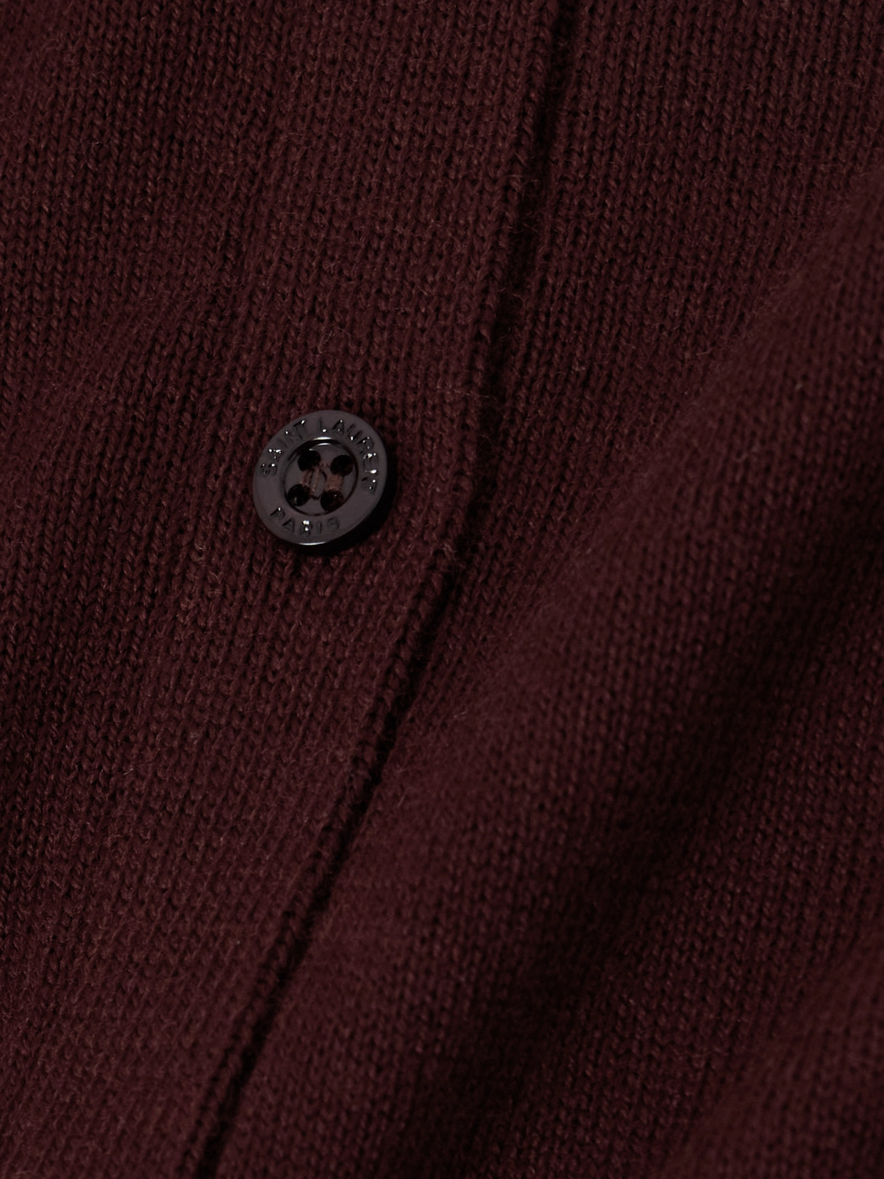 Saint Laurent Cropped Wool Cardigan In Burgundy