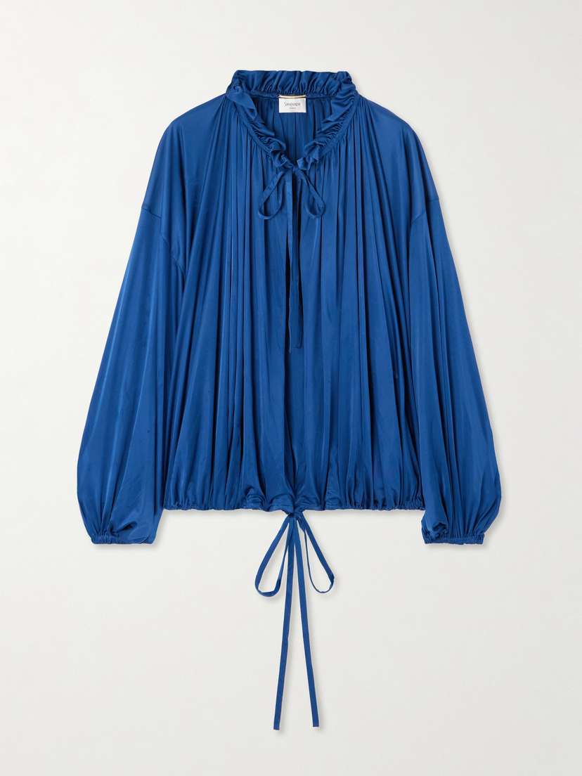 Saint Laurent Ruffled Satin-jersey Blouse