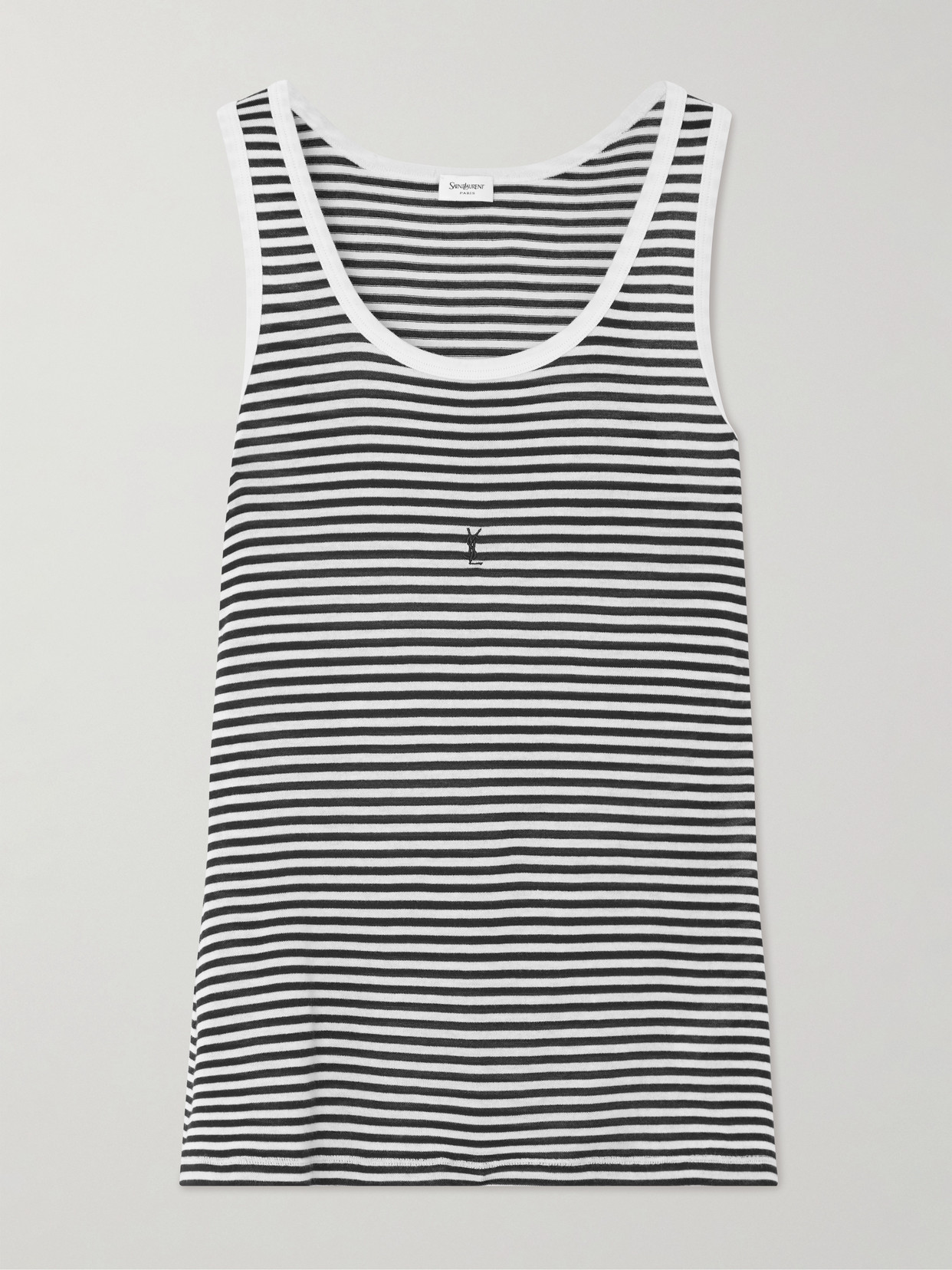Saint Laurent Striped Tank Top In Gray