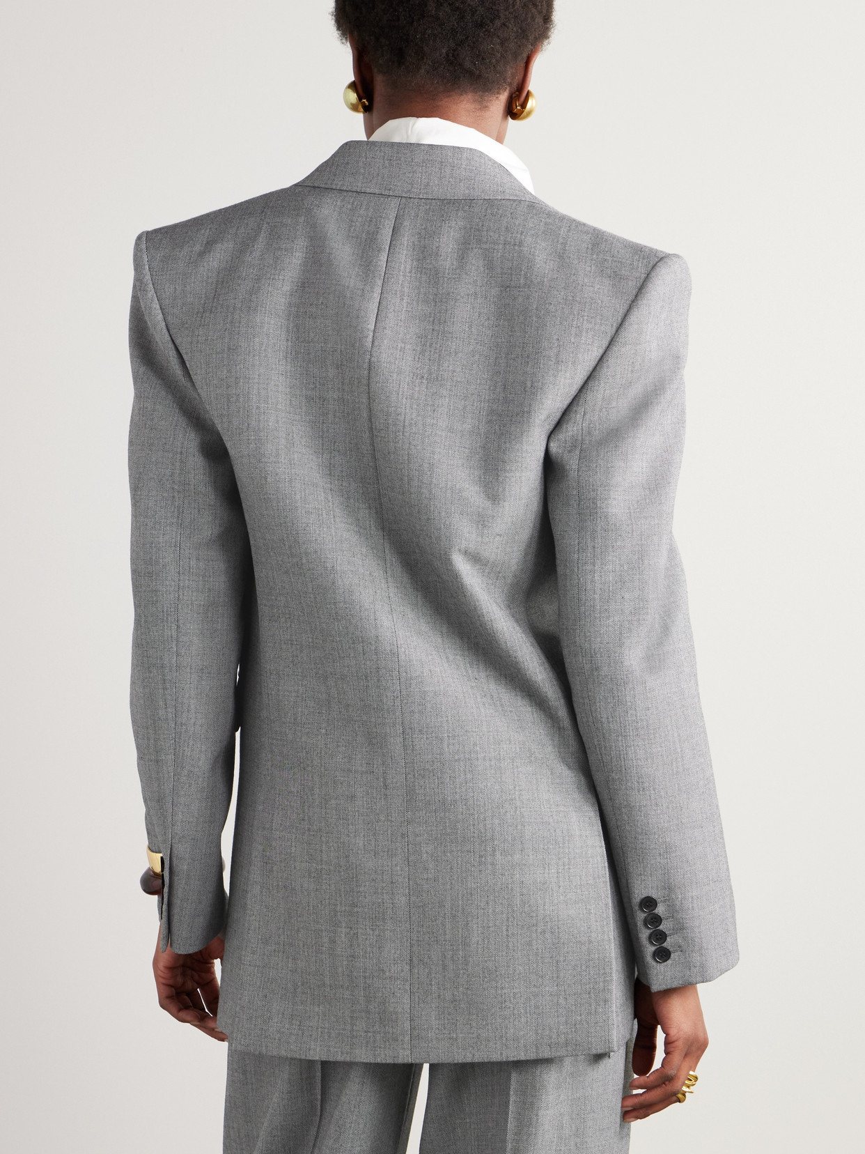 Saint Laurent Double-breasted Wool-twill Blazer In Gray