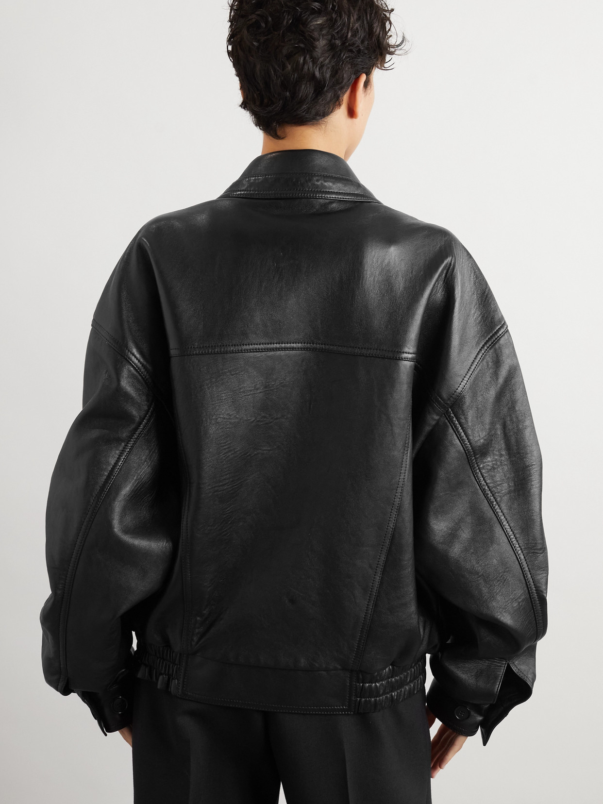 Saint Laurent Leather Jacket In Black