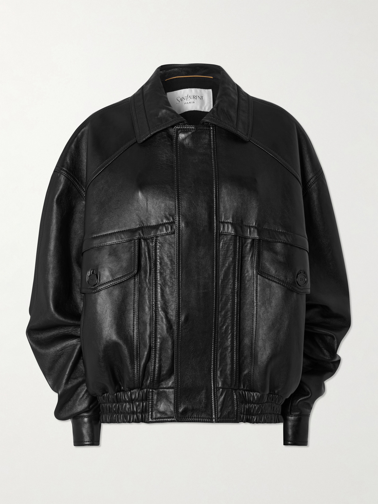 Saint Laurent Leather Jacket In Black