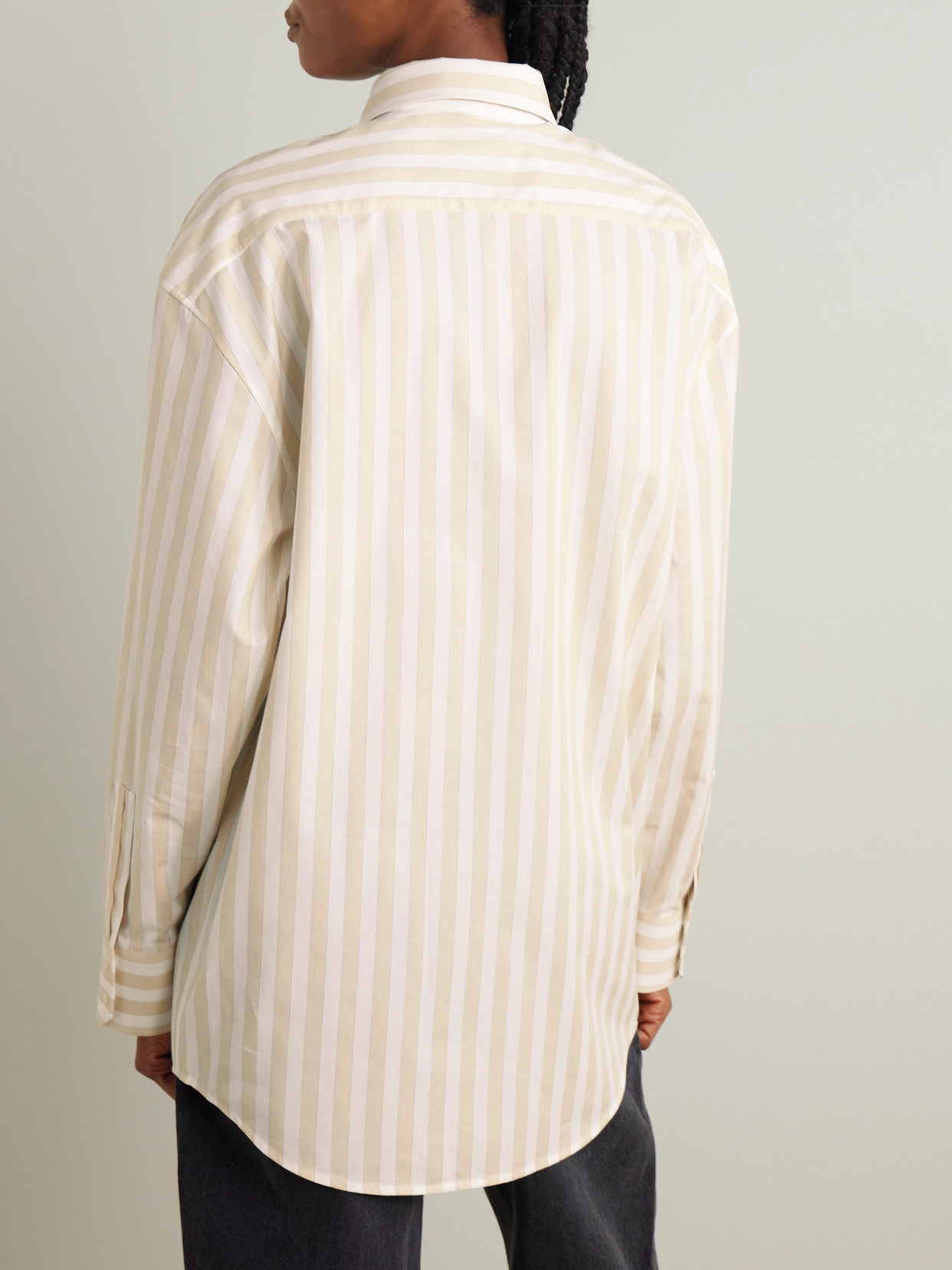 Saint Laurent Striped Cotton-piqué Shirt In Neutrals