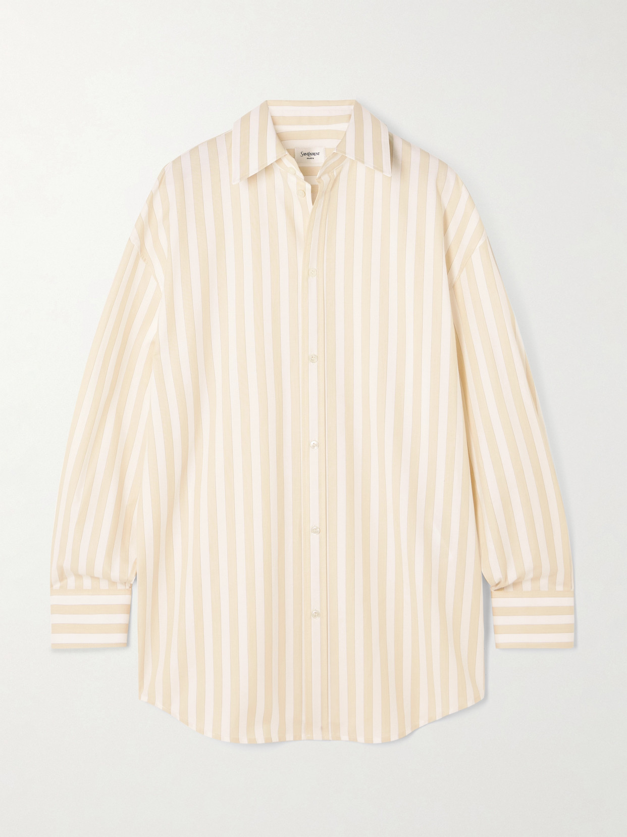 Saint Laurent Striped Cotton-piqué Shirt In Neutrals