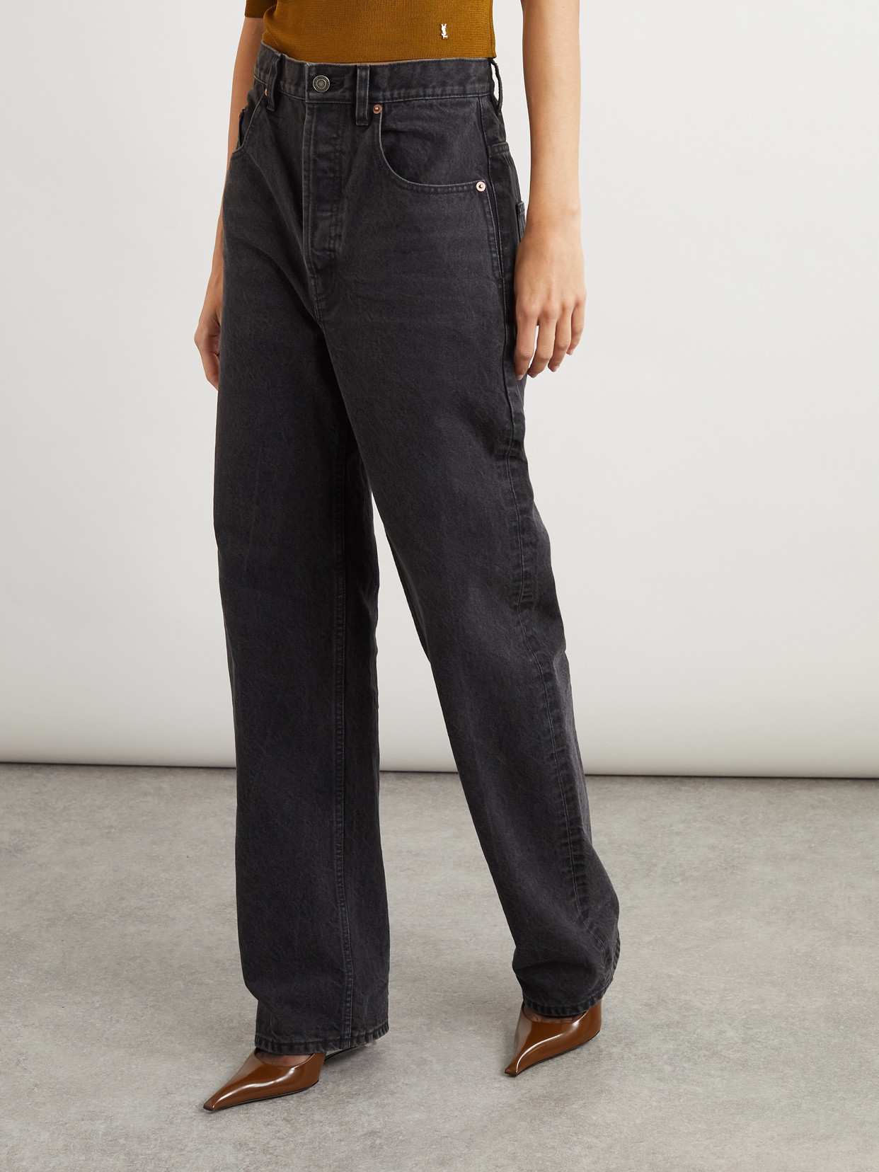 Saint Laurent High-rise Tapered Jeans In Black