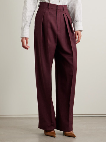 Saint Laurent Pleated wool wide-leg pants