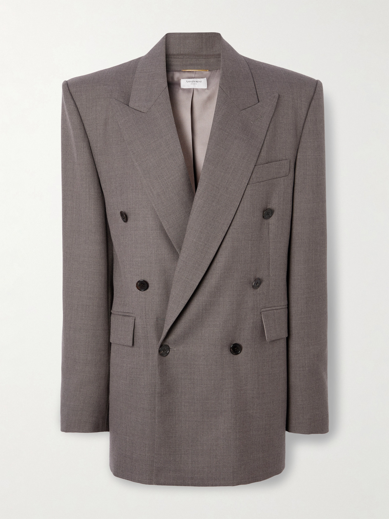 Saint Laurent Double-breasted Wool Blazer In Gray