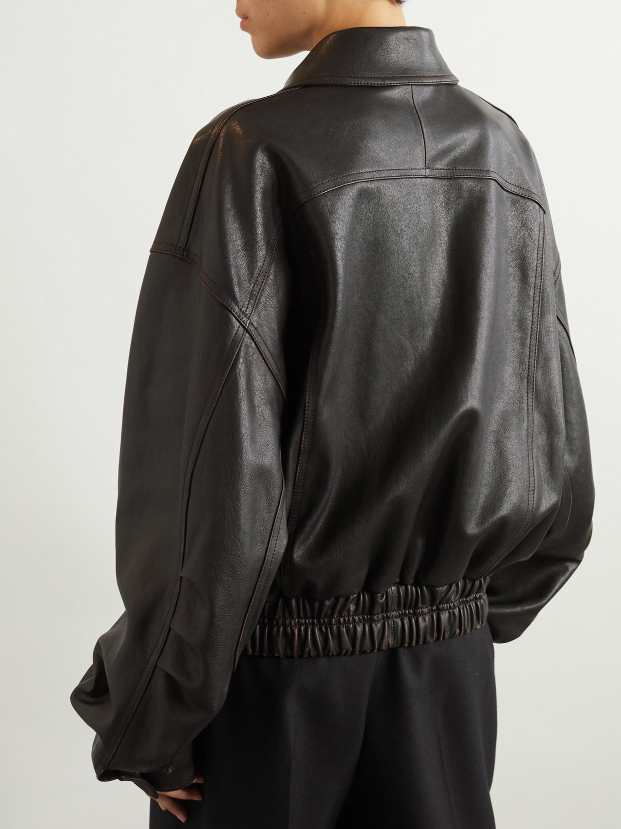 Saint Laurent Leather Jacket In Black