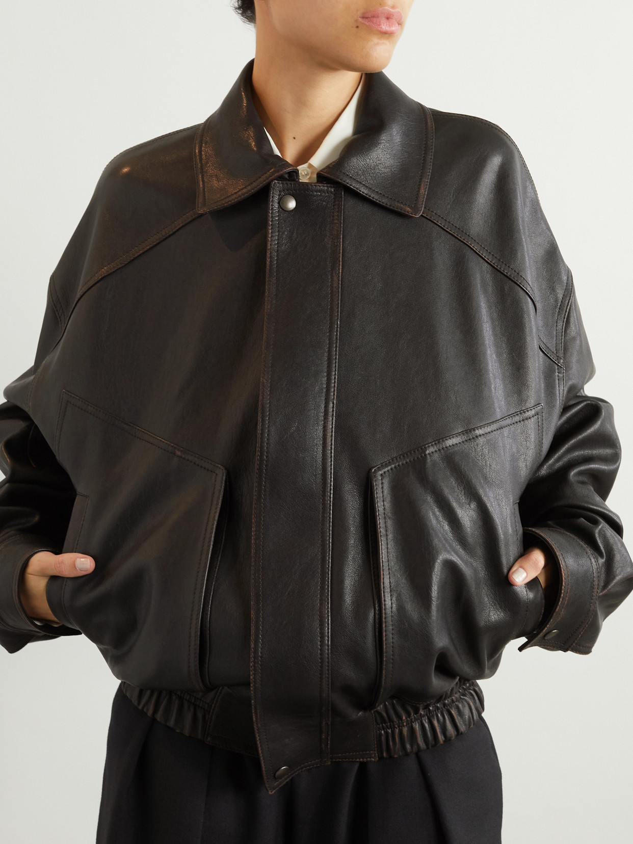 Saint Laurent Leather Jacket In Black