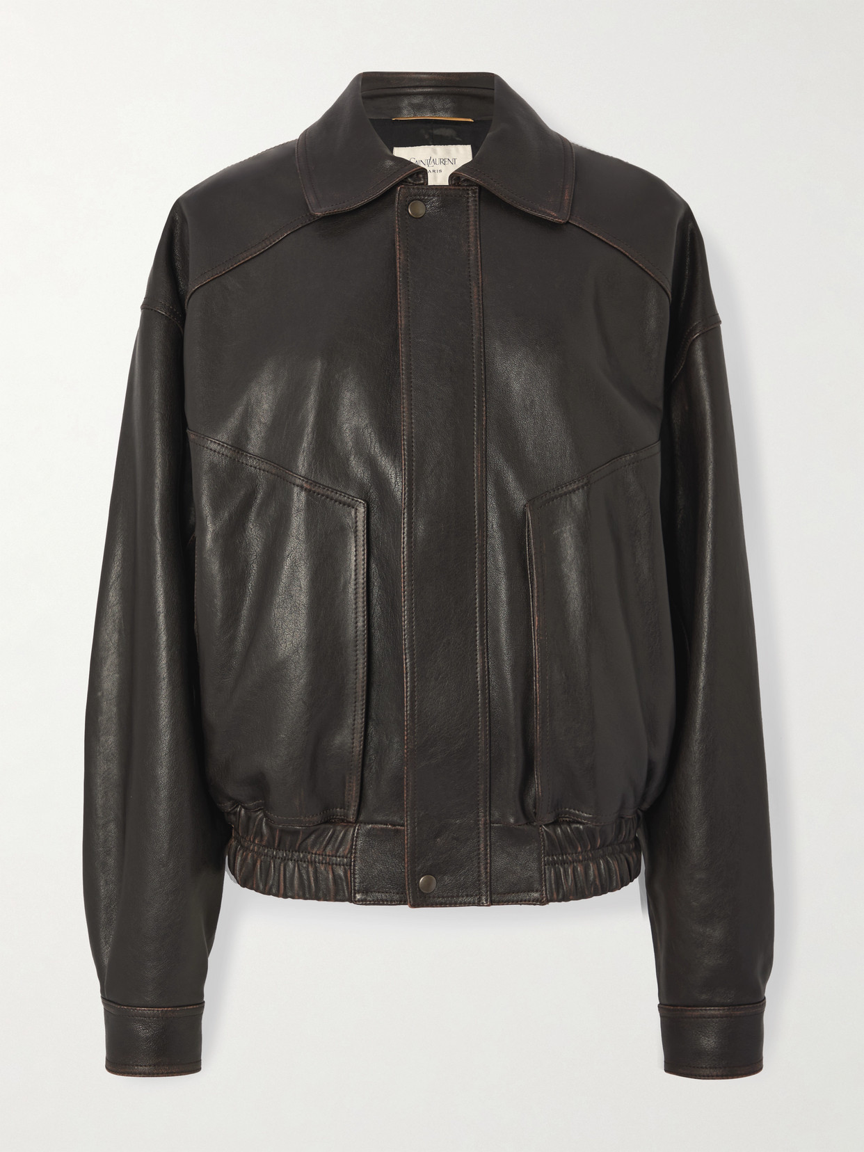Saint Laurent Leather Jacket In Black
