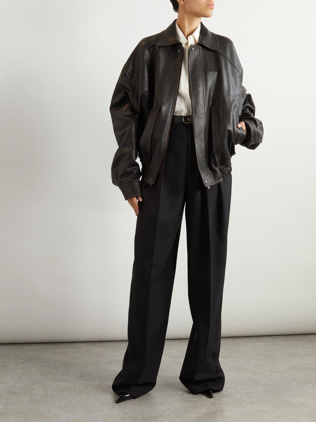 Saint Laurent Leather Jacket In Black