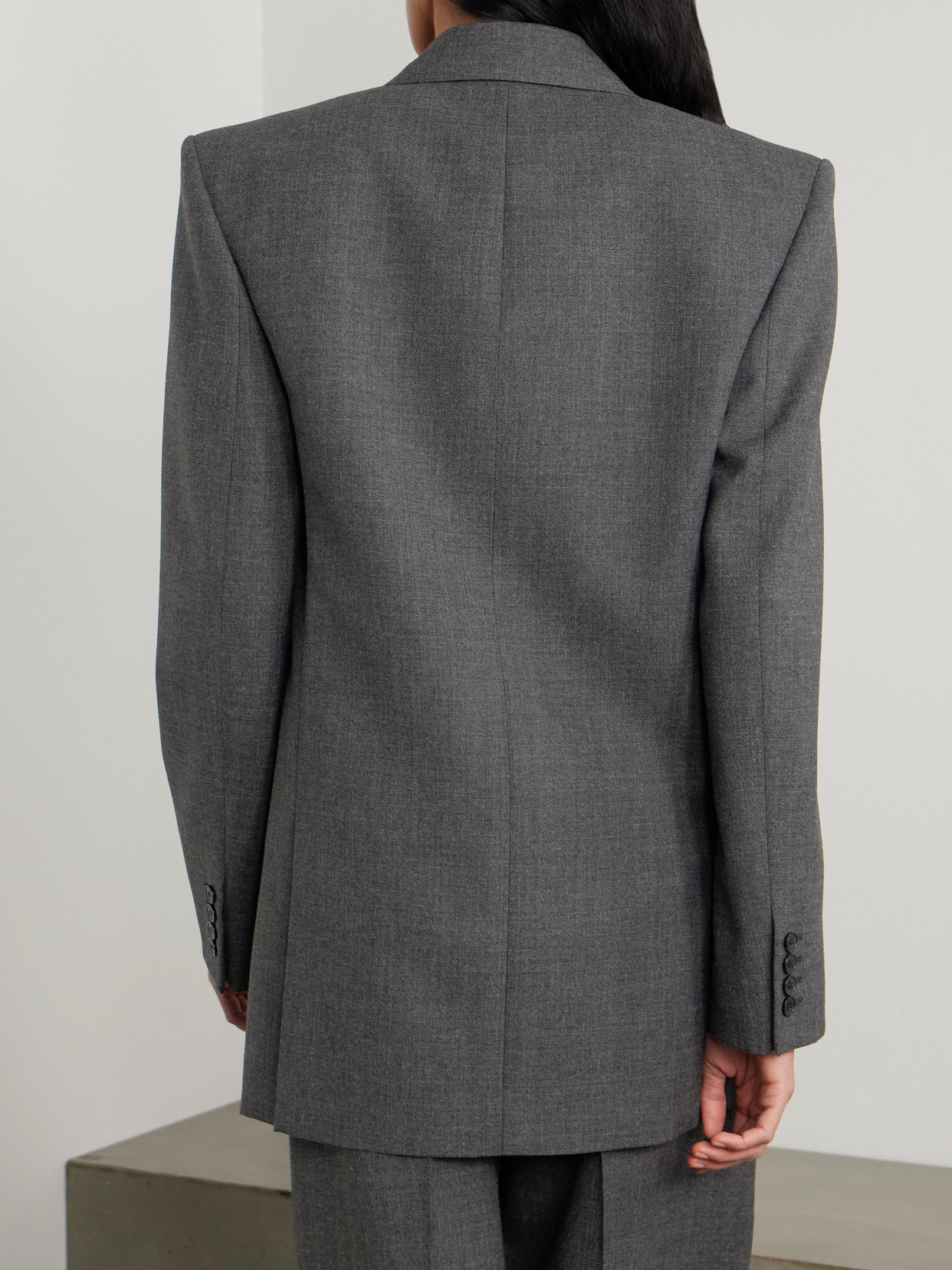 Saint Laurent Double-breasted Wool Blazer In Gray