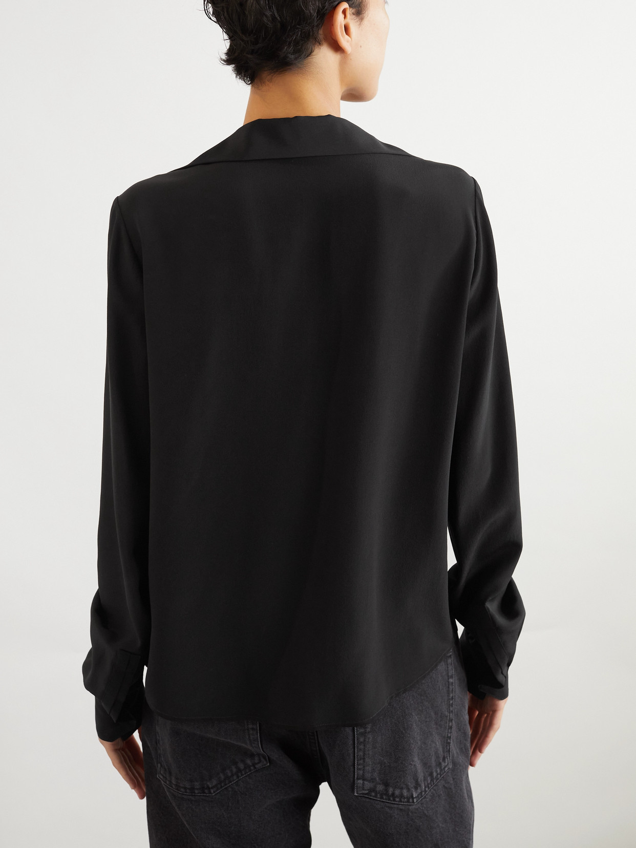 Saint Laurent Silk Crepe De Chine Blouse In Black