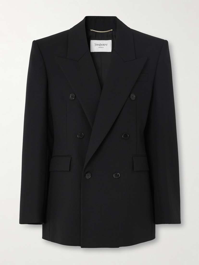 Saint Laurent Double-breasted Grain De Poudre Wool Blazer