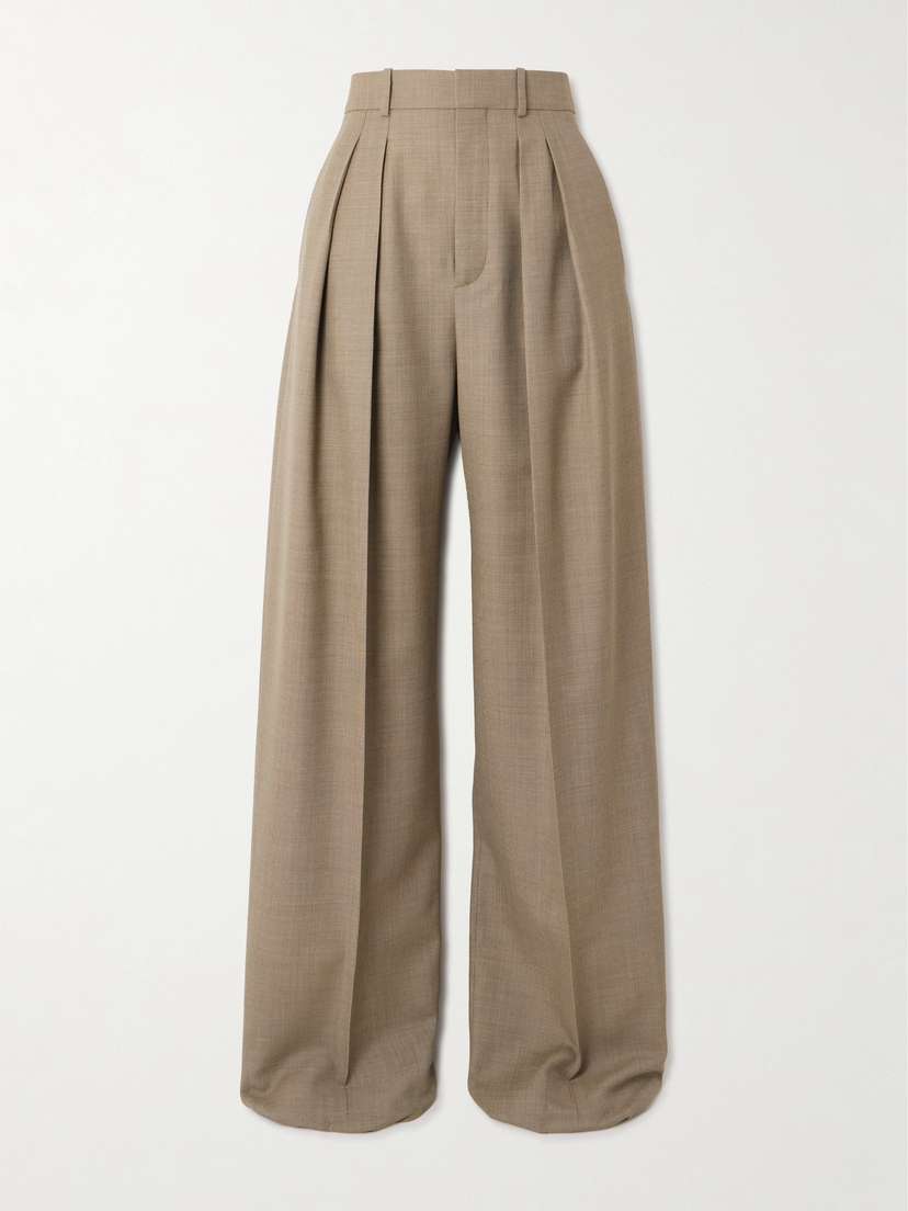 Saint Laurent Pleated Wool-canvas Wide-leg Pants