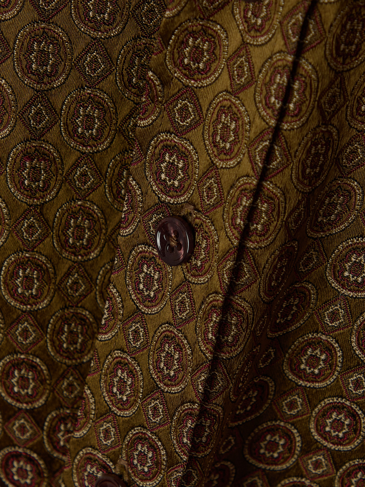 Saint Laurent Belted High-collar Dress In Patterned Fabric In Green