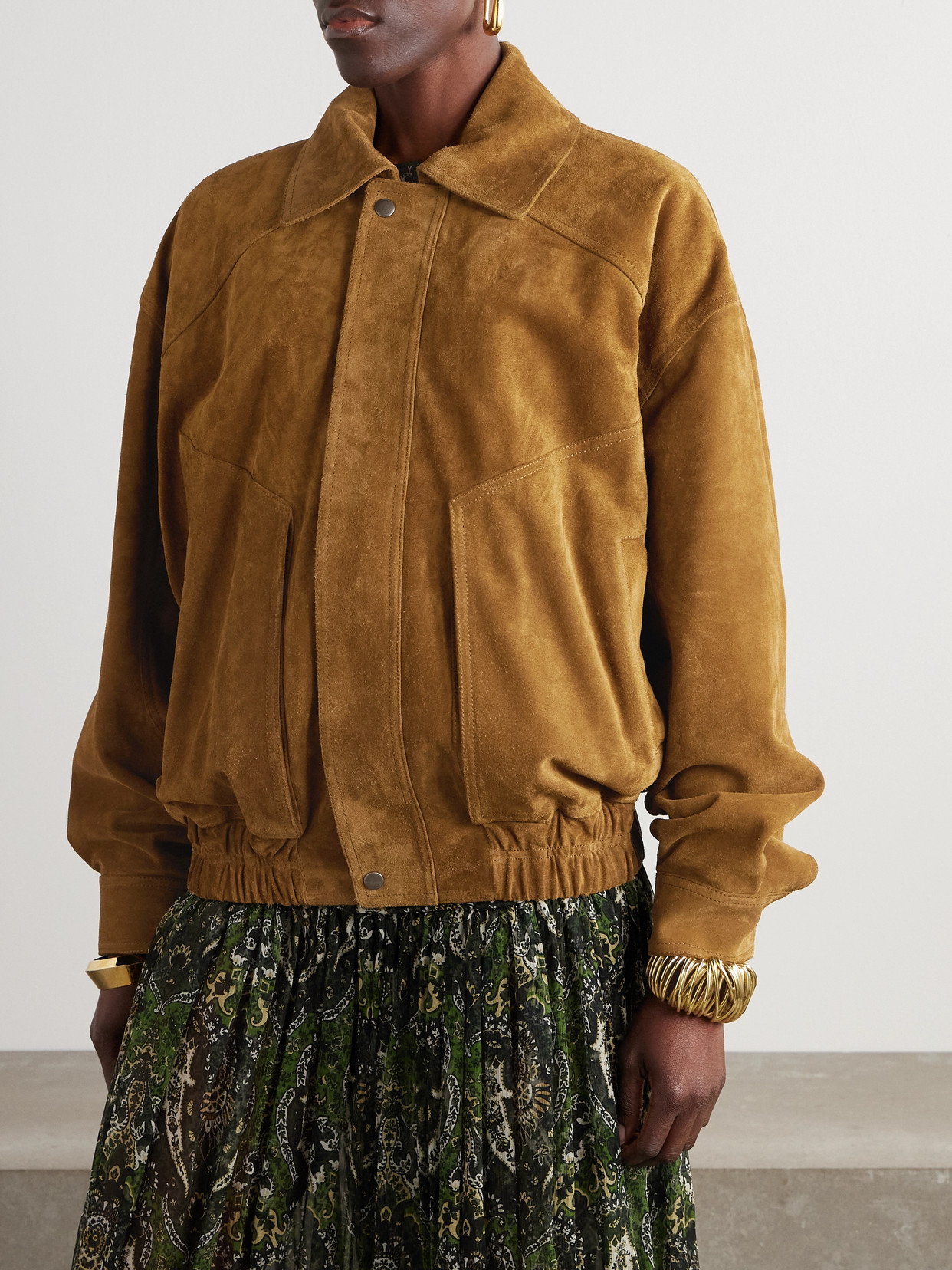 Saint Laurent Contemporary Silhouette Suede Jacket In Brown