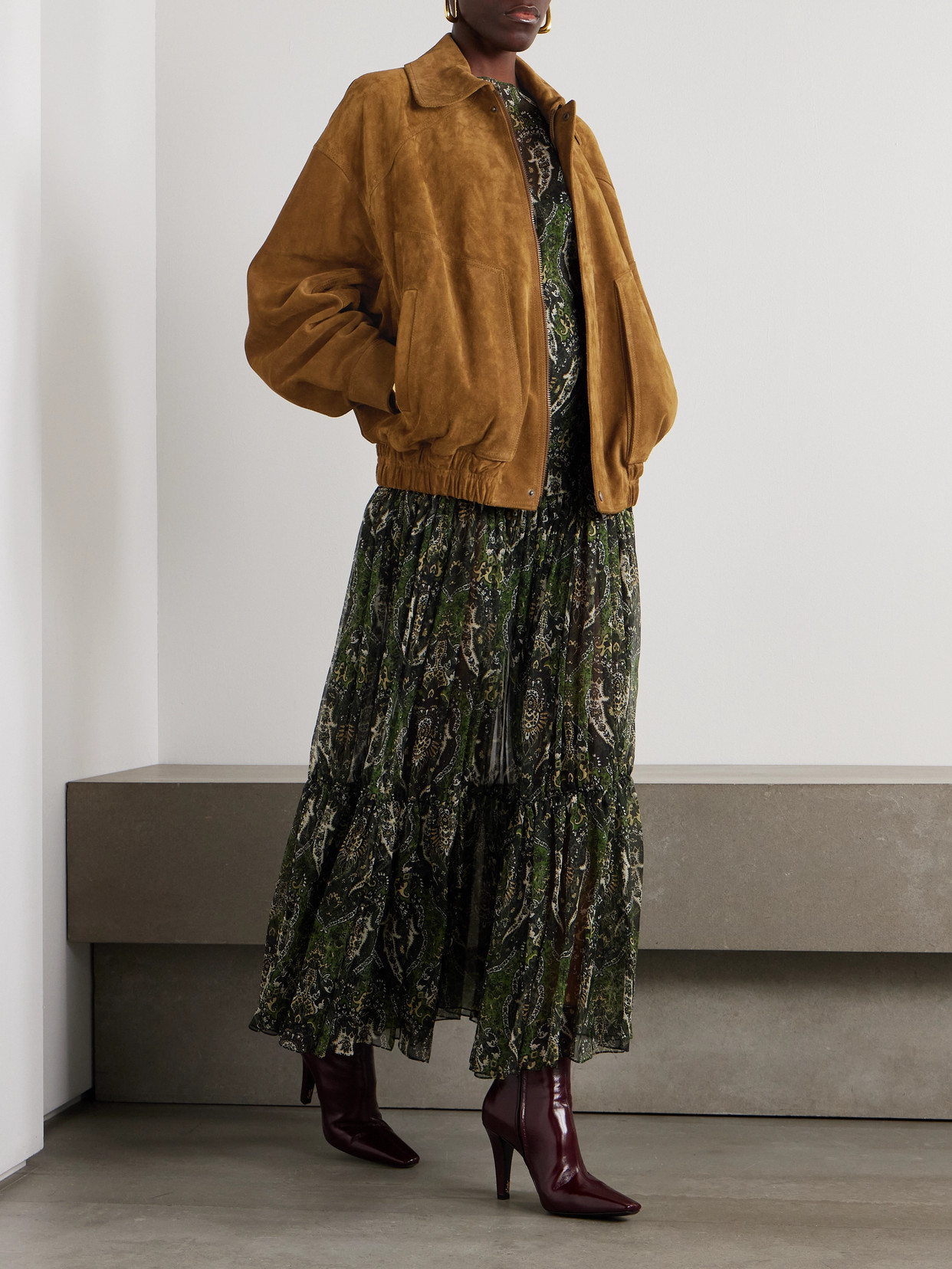 Saint Laurent Contemporary Silhouette Suede Jacket In Brown